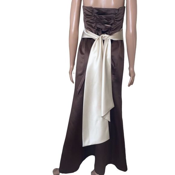 Bill Levkoff gown Chocolate brown bridesmaid dress Strapless Formal Dress SZ 8 - Picture 9 of 14